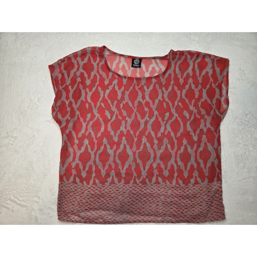 Bobeau Womans  Shear Red Blouse Size Small